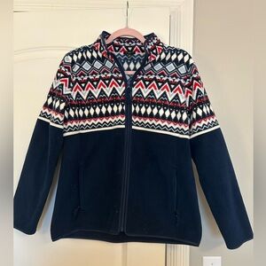 Talbots Fleece Jacket Large Navy